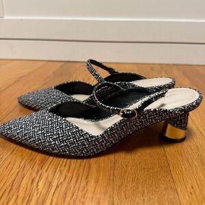 Charles and Keith pointed toe covered open back mules
